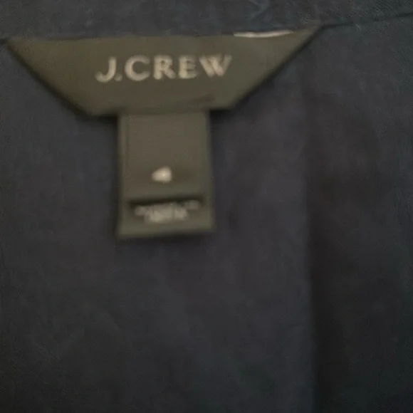 J. Crew Navy & Green Blouse with Tassles - Picture 3 of 5